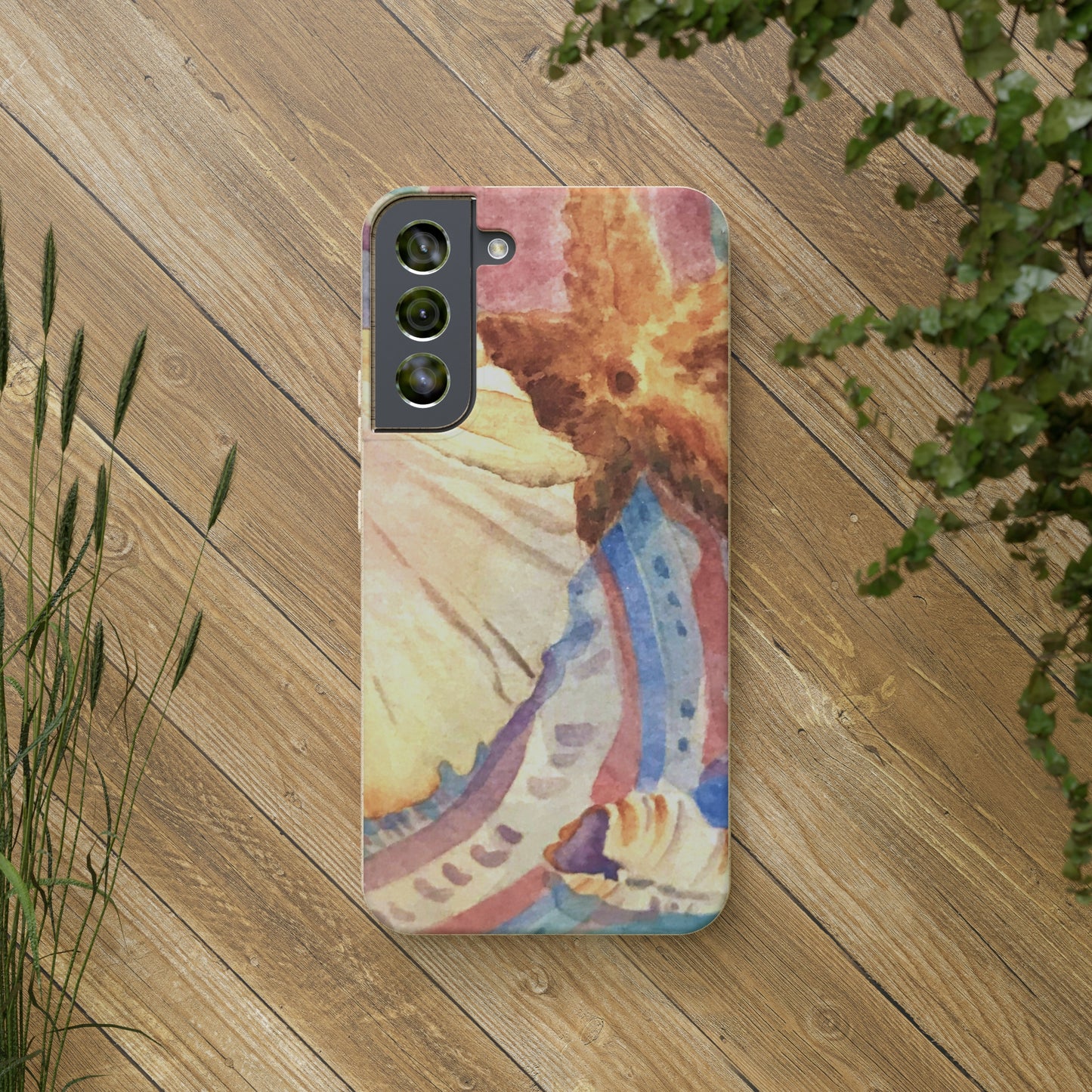 Biodegradable Phone Case with 'Treasures of the Tide' Watercolor Original Artwork by Barbara Cleary