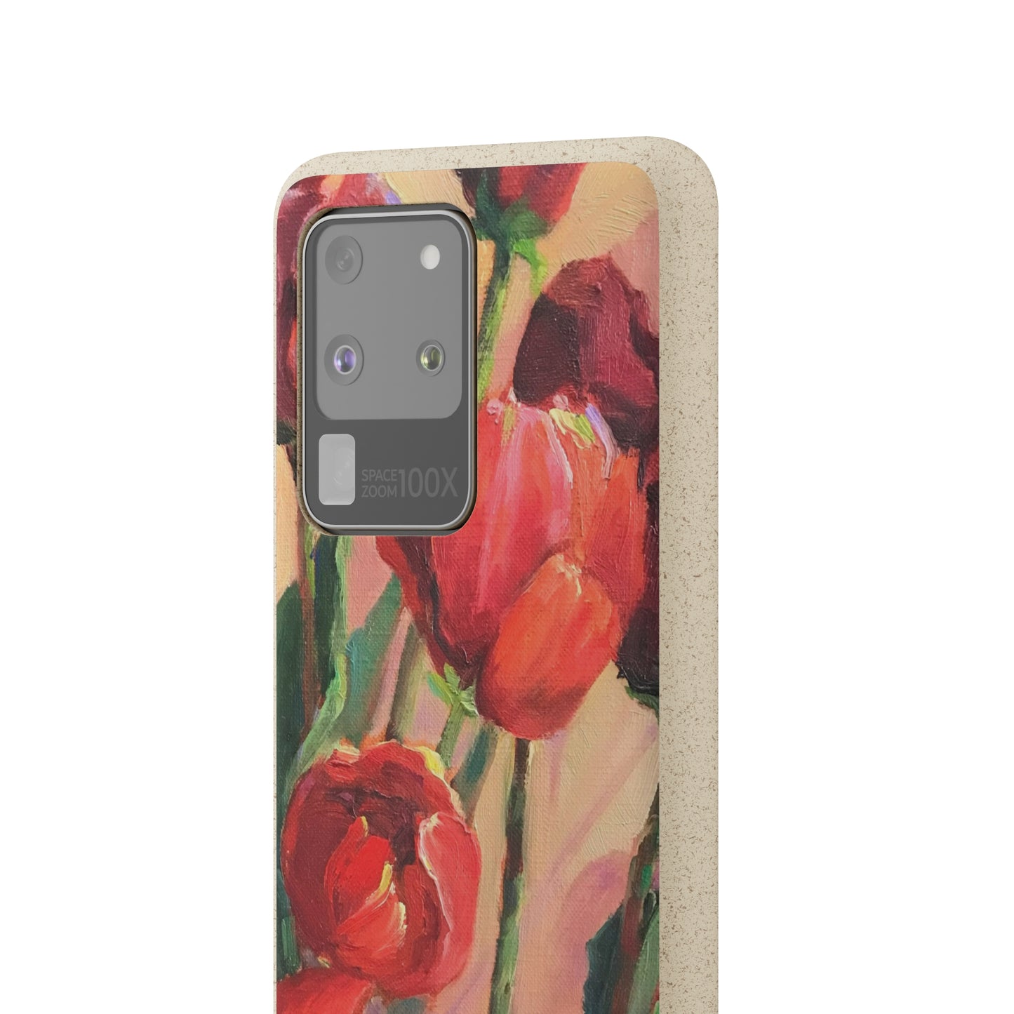 Biodegradable Phone Case with 'Red Tulips' Floral Original Artwork by Barbara Cleary