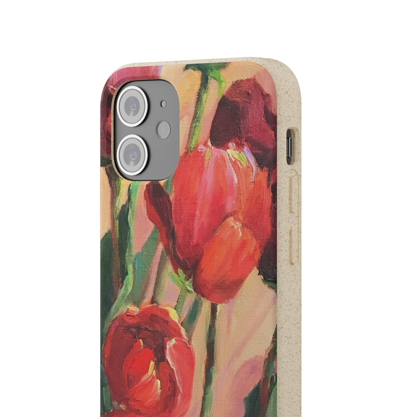 Biodegradable Phone Case with 'Red Tulips' Floral Original Artwork by Barbara Cleary