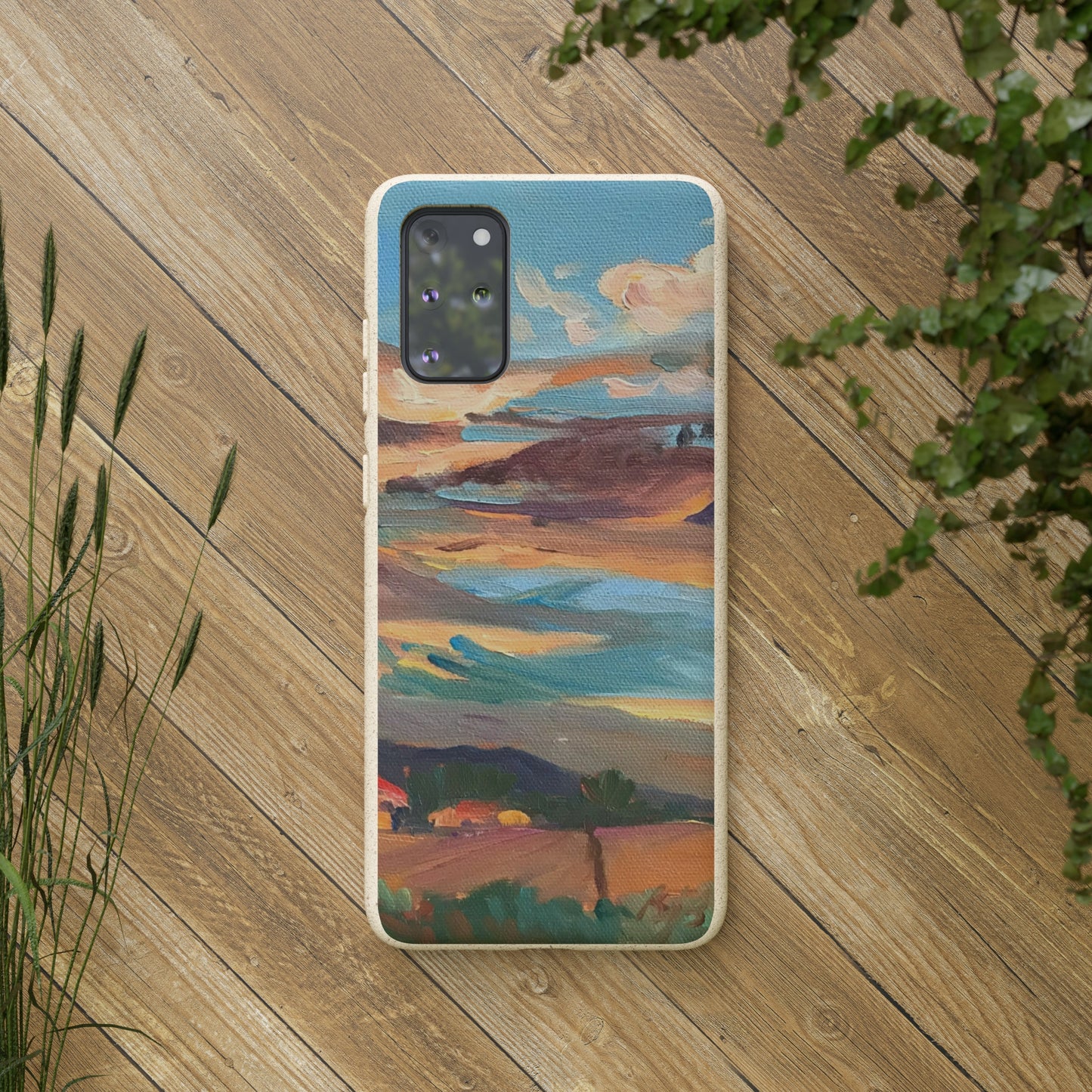 Biodegradable Phone Case with 'Fall Sky' Landscape Original Artwork by Barbara Cleary