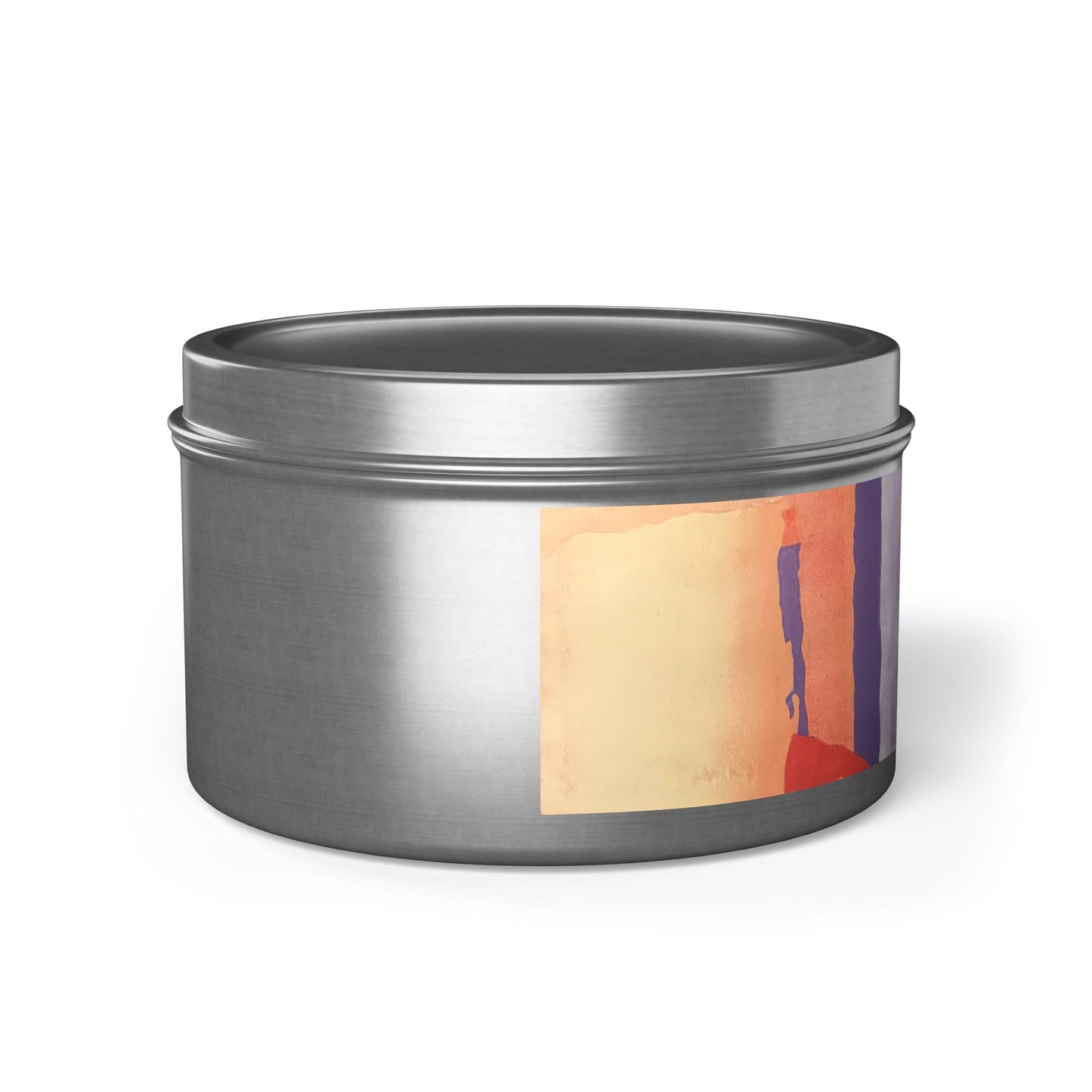 8oz Eco-Friendly Scented or Unscented Soy Wax Tin Candle with 'Spirit of the Southwest' Abstract Artwork by American Artist Barbara Cleary