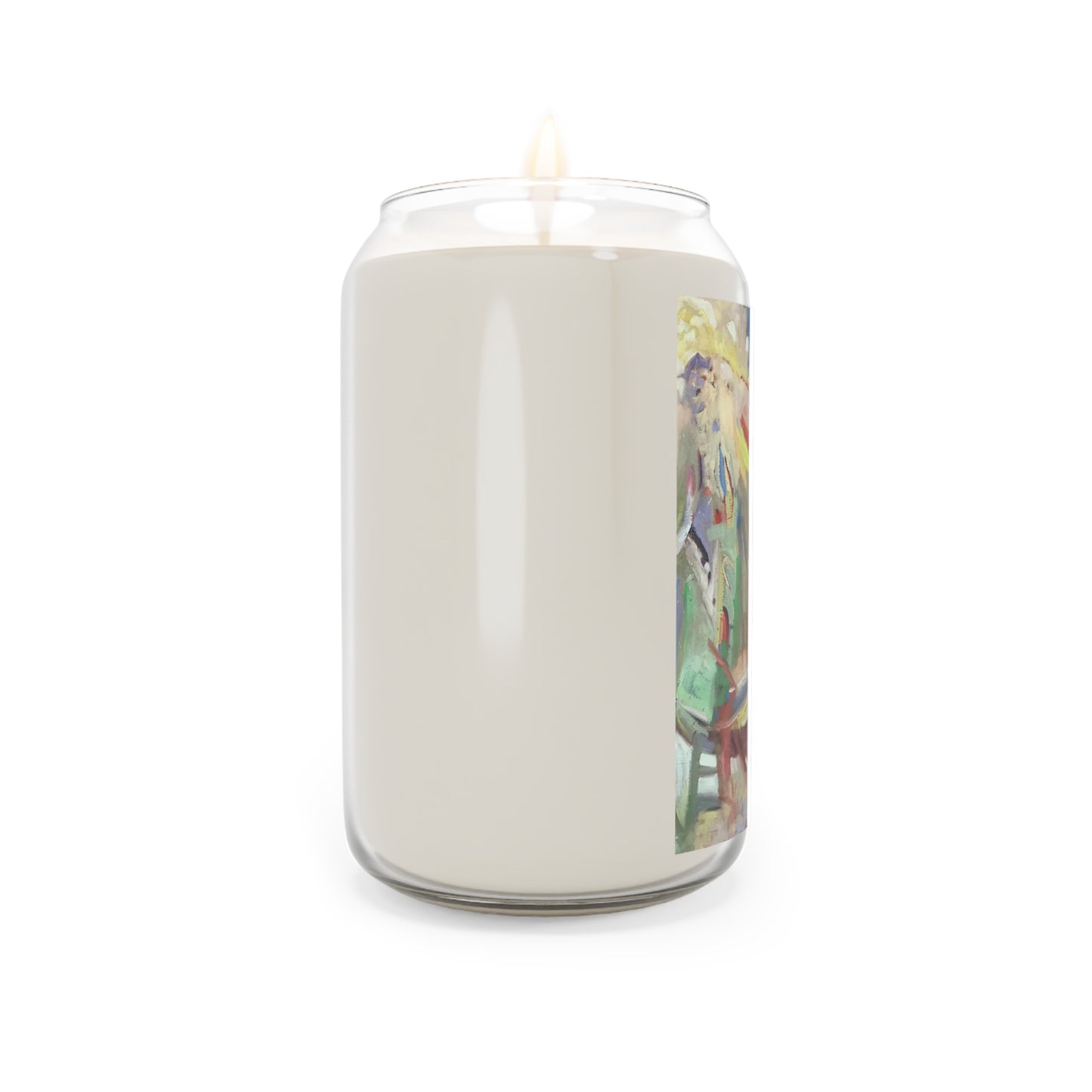 13.75oz Eco-Friendly Scented or Unscented Soy Wax Candle Jar with 'All Seasons' Abstract Artwork by American Artist Barbara Cleary