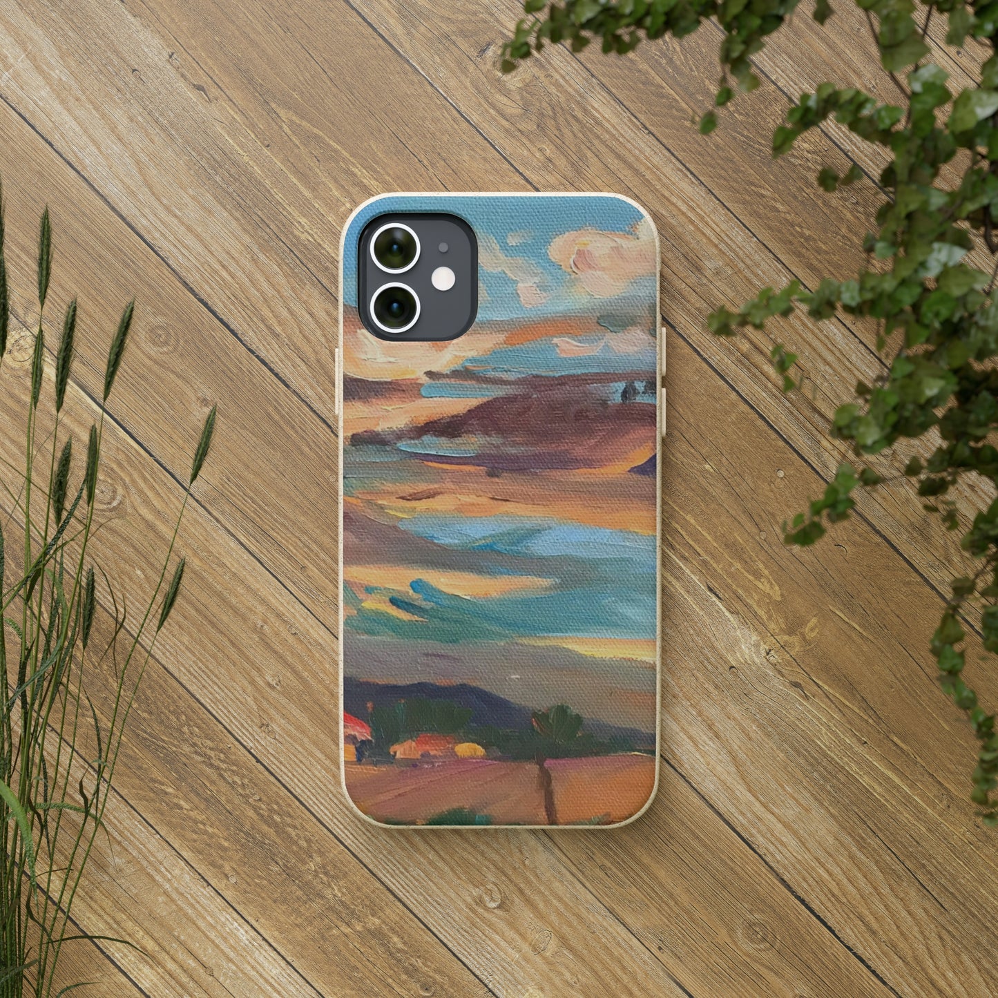 Biodegradable Phone Case with 'Fall Sky' Landscape Original Artwork by Barbara Cleary