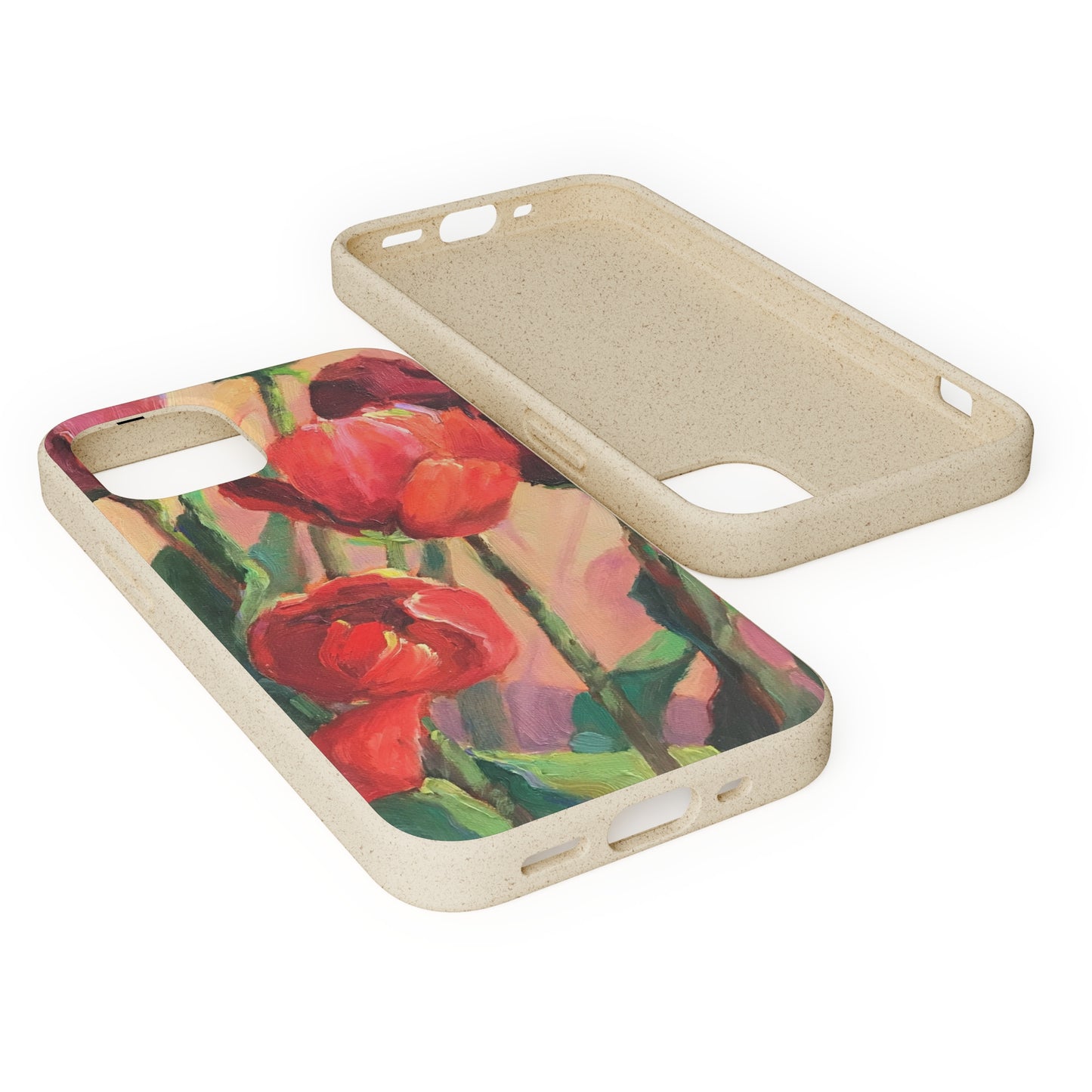 Biodegradable Phone Case with 'Red Tulips' Floral Original Artwork by Barbara Cleary