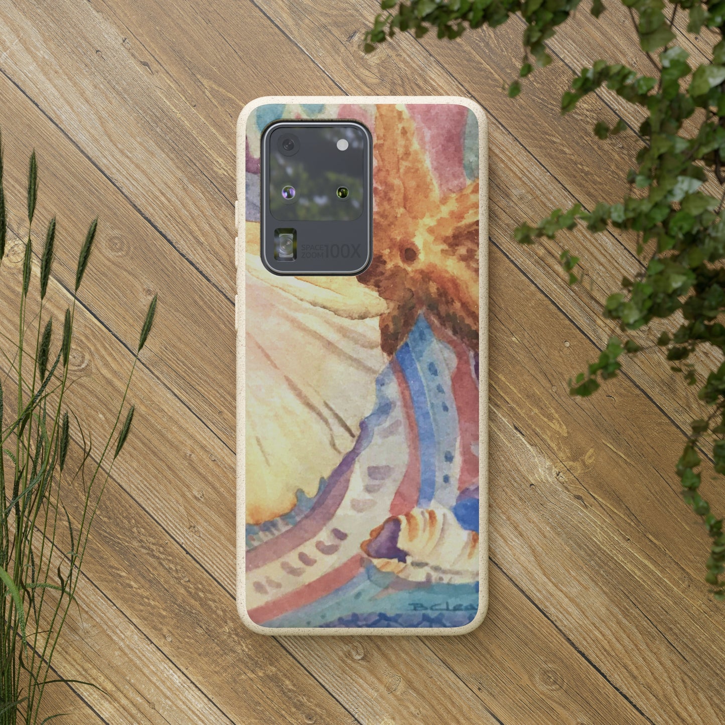 Biodegradable Phone Case with 'Treasures of the Tide' Watercolor Original Artwork by Barbara Cleary