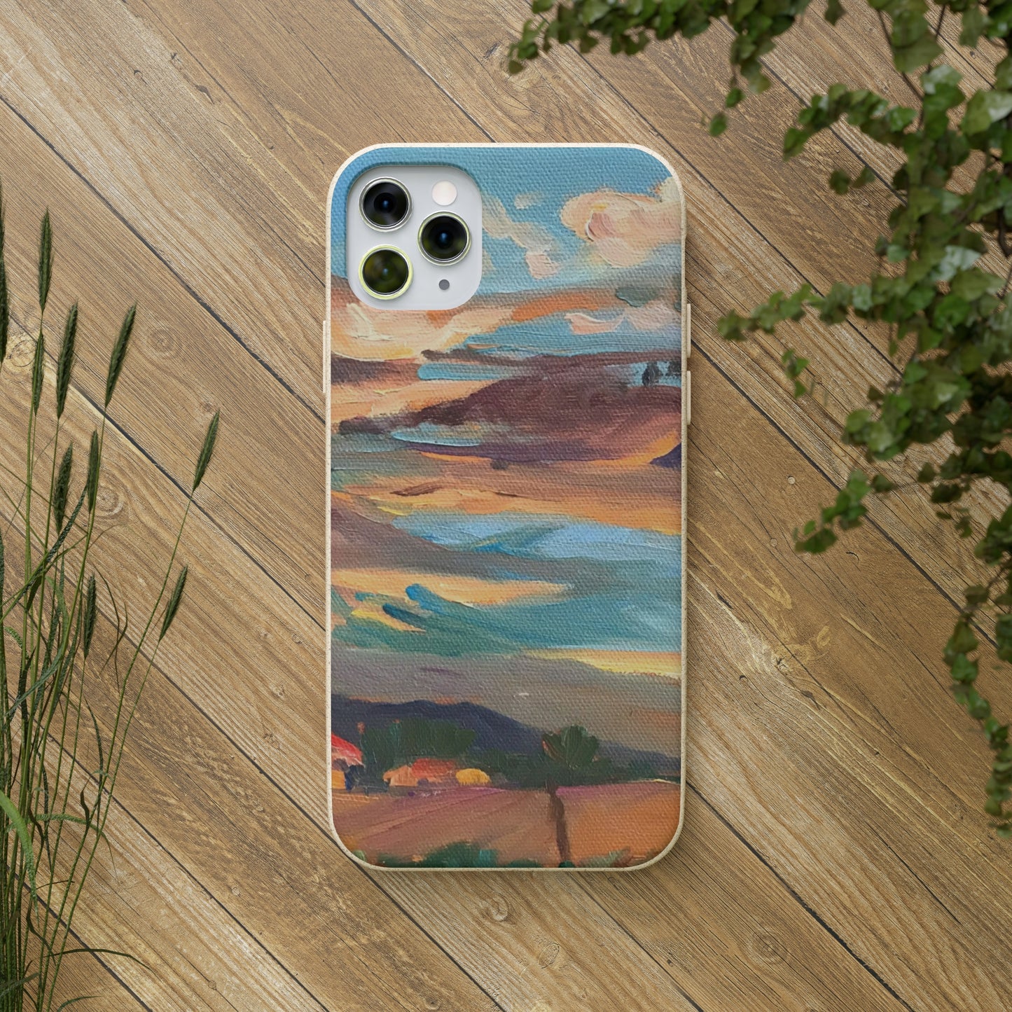 Biodegradable Phone Case with 'Fall Sky' Landscape Original Artwork by Barbara Cleary