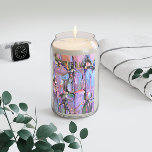 13.75oz Eco-Friendly Scented or Unscented Soy Wax Candle Jar  with 'Passages' Abstract Artwork by American Artist Barbara Cleary