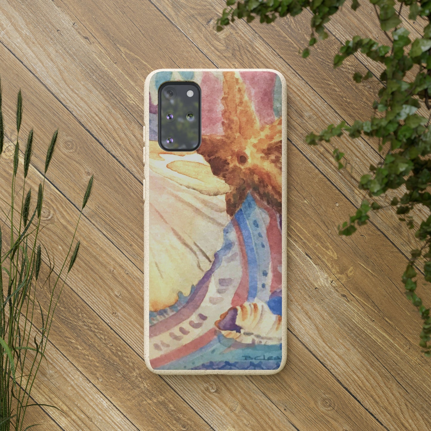 Biodegradable Phone Case with 'Treasures of the Tide' Watercolor Original Artwork by Barbara Cleary