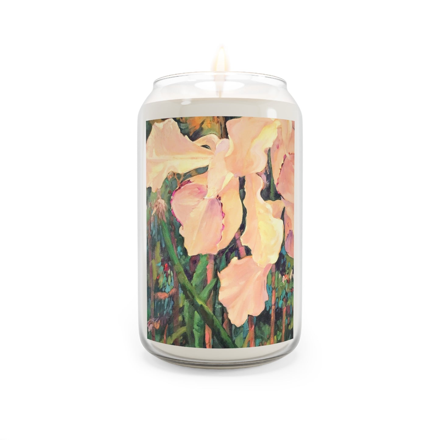 13.75oz Eco-Friendly Scented or Unscented Soy Wax Candle Jar  with 'Pink Orchid' Floral Artwork by American Artist Barbara Cleary