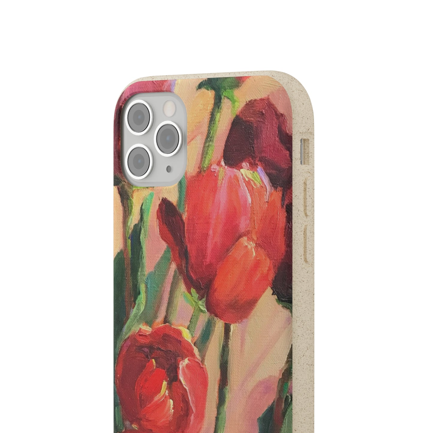 Biodegradable Phone Case with 'Red Tulips' Floral Original Artwork by Barbara Cleary