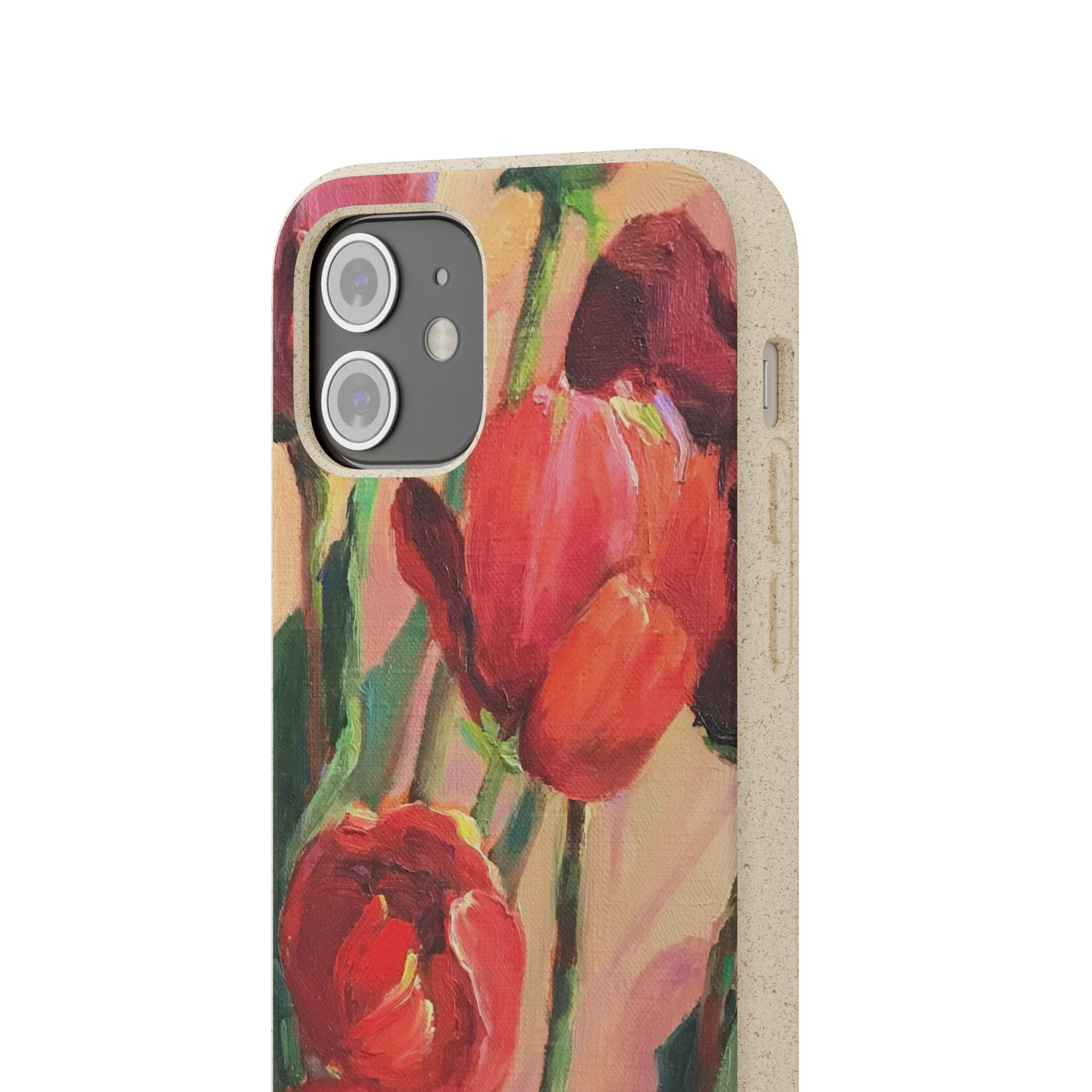 Biodegradable Phone Case with 'Red Tulips' Floral Original Artwork by Barbara Cleary