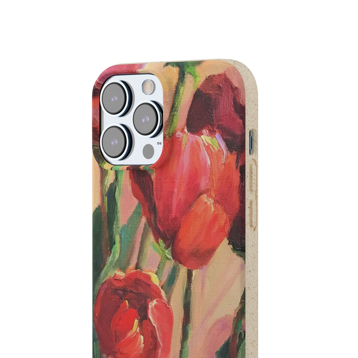 Biodegradable Phone Case with 'Red Tulips' Floral Original Artwork by Barbara Cleary