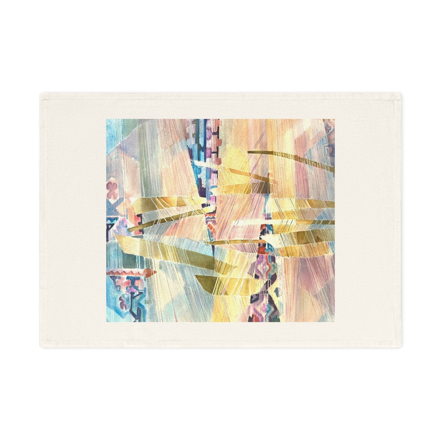 Organic Cotton Tea Towel Featuring 'Loom Series' Abstract Watercolor Painting by Barbara Cleary