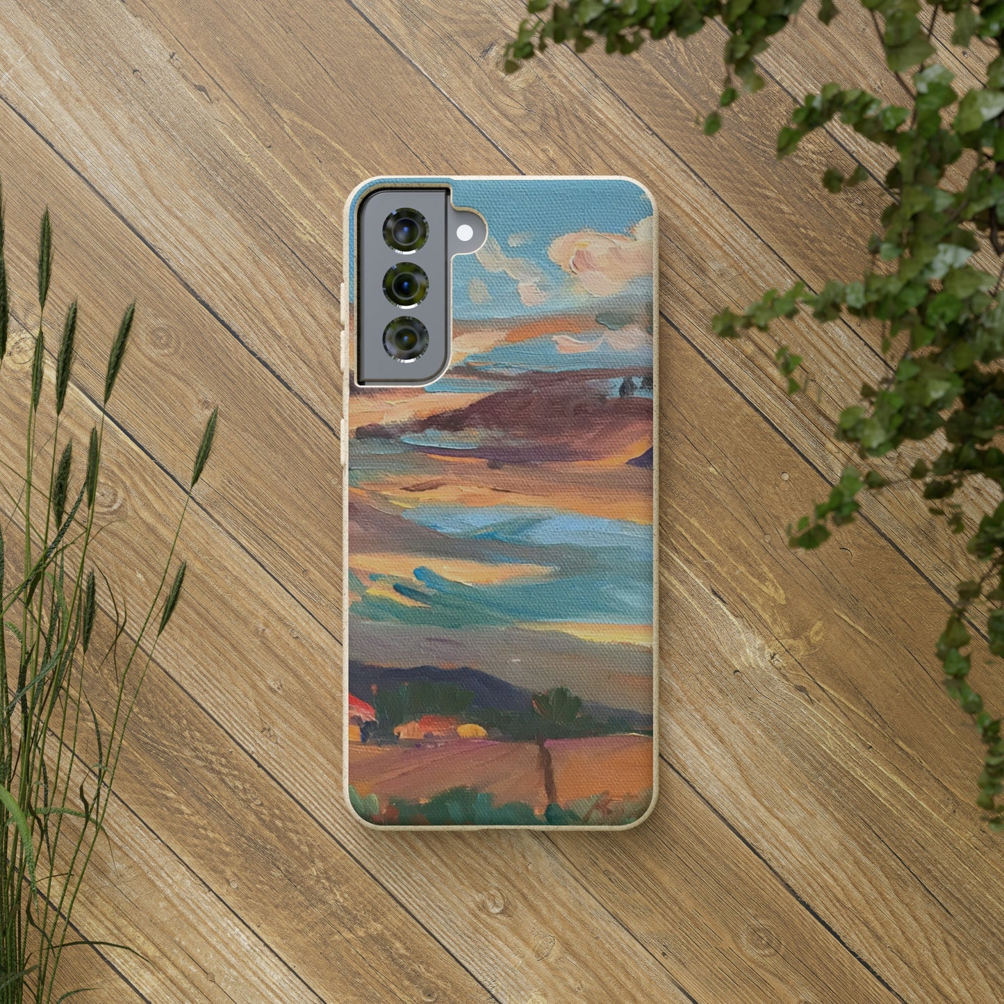 Biodegradable Phone Case with 'Fall Sky' Landscape Original Artwork by Barbara Cleary