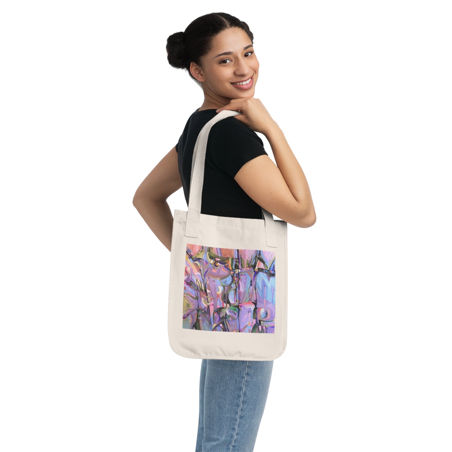 Organic Canvas Tote Bag with 'Passages' I Original Artwork by American Artist Barbara Cleary