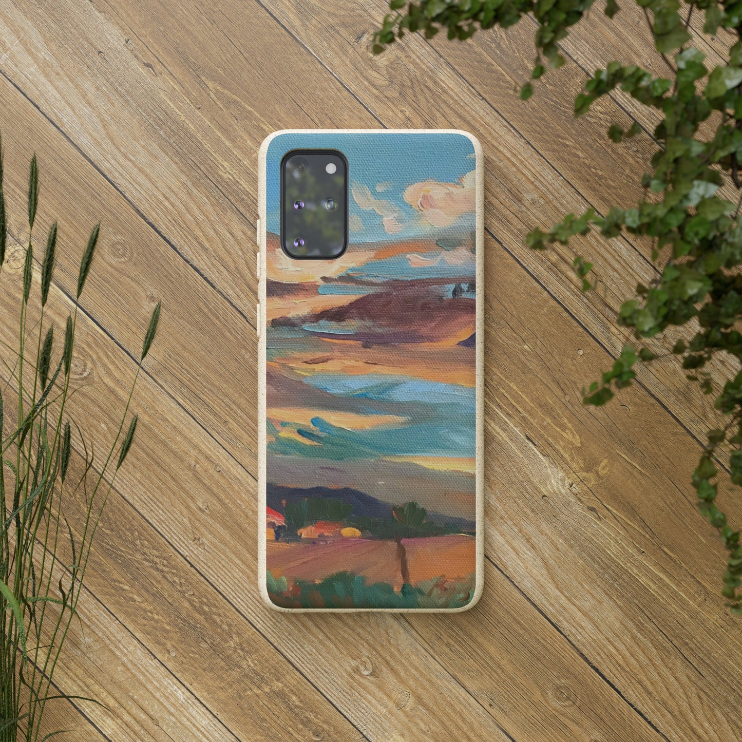 Biodegradable Phone Case with 'Fall Sky' Landscape Original Artwork by Barbara Cleary