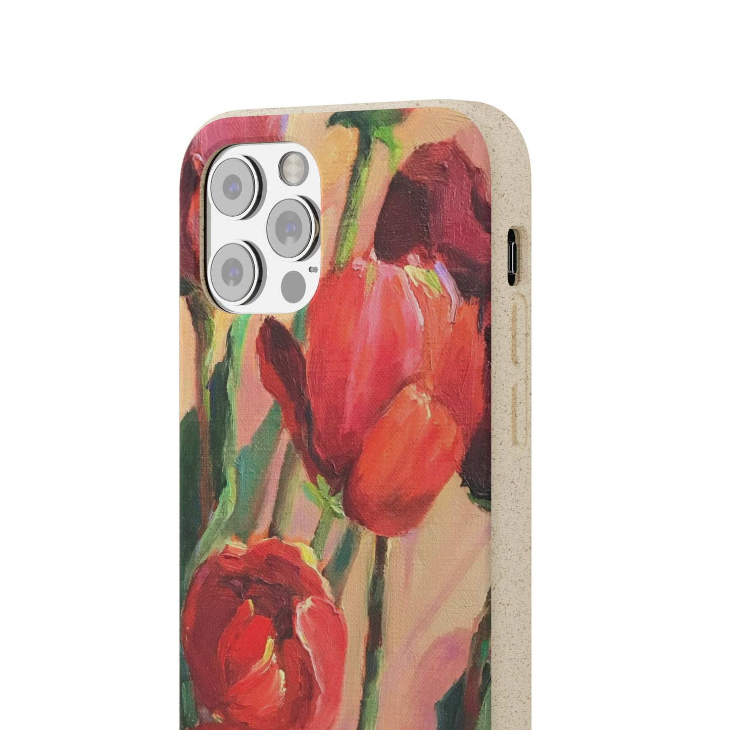 Biodegradable Phone Case with 'Red Tulips' Floral Original Artwork by Barbara Cleary