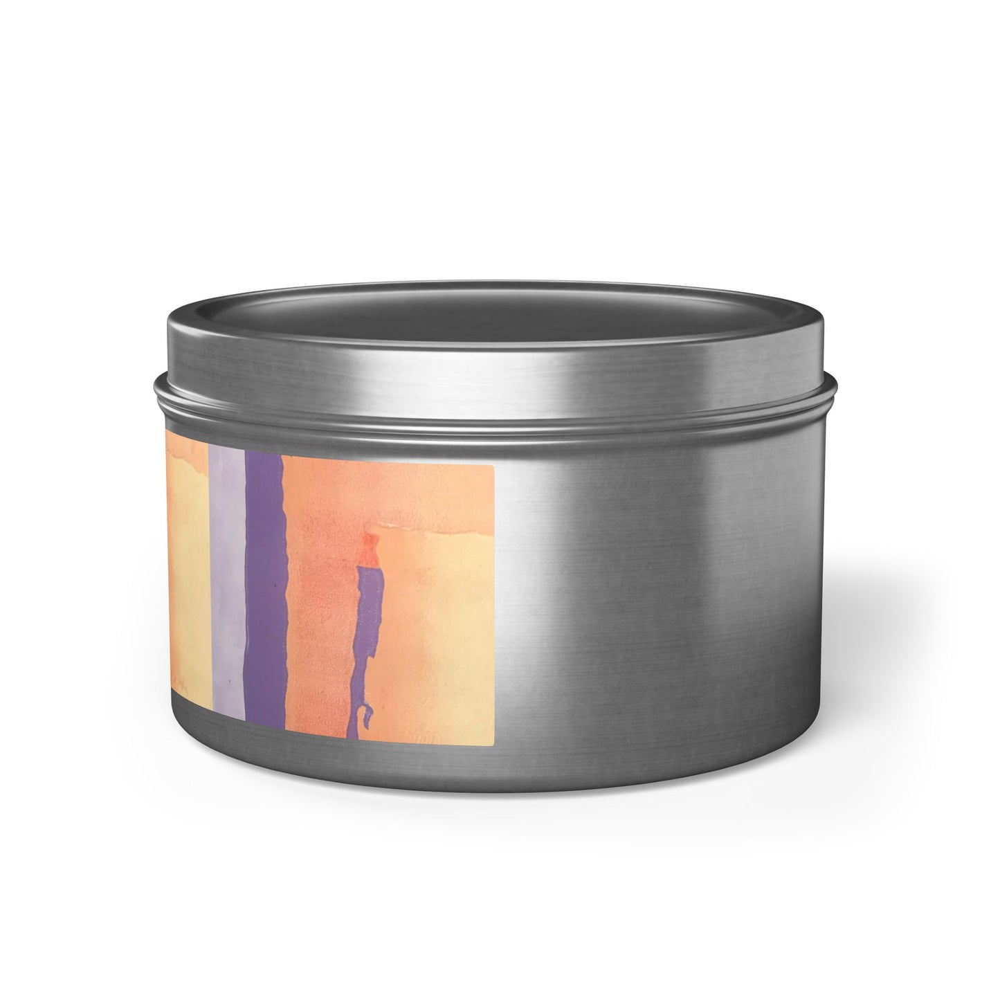 8oz Eco-Friendly Scented or Unscented Soy Wax Tin Candle with 'Spirit of the Southwest' Abstract Artwork by American Artist Barbara Cleary