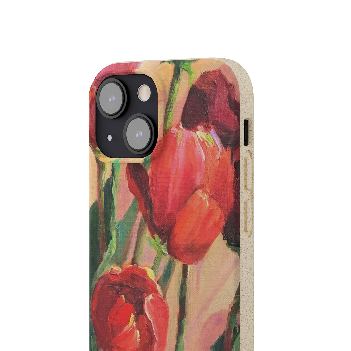 Biodegradable Phone Case with 'Red Tulips' Floral Original Artwork by Barbara Cleary