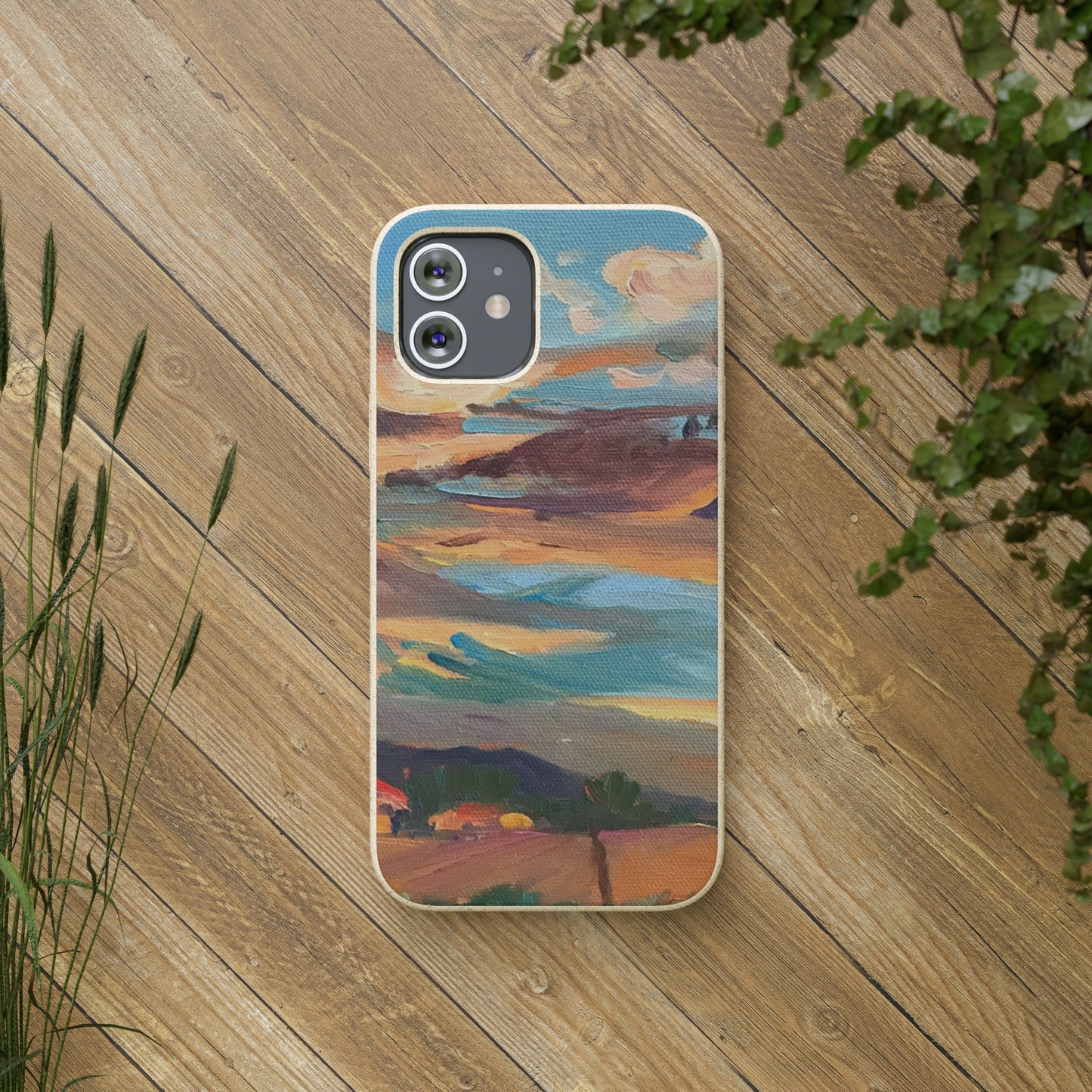 Biodegradable Phone Case with 'Fall Sky' Landscape Original Artwork by Barbara Cleary