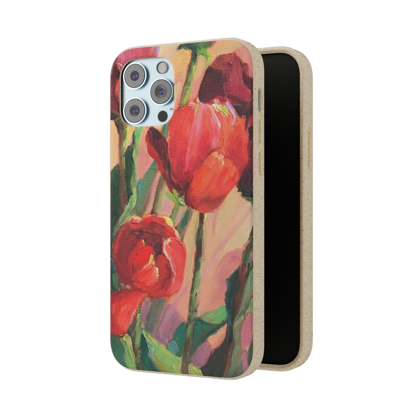 Biodegradable Phone Case with 'Red Tulips' Floral Original Artwork by Barbara Cleary