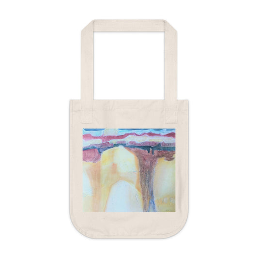 Organic Canvas Tote Bag with 'Southwest Mixed Media' I Original Artwork by American Artist Barbara Cleary