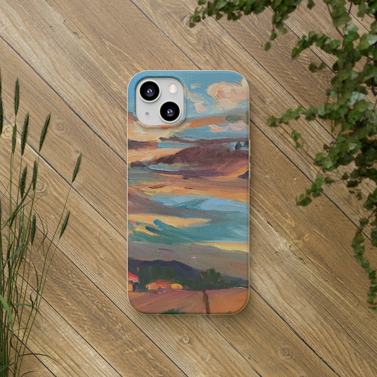 Biodegradable Phone Case with 'Fall Sky' Landscape Original Artwork by Barbara Cleary