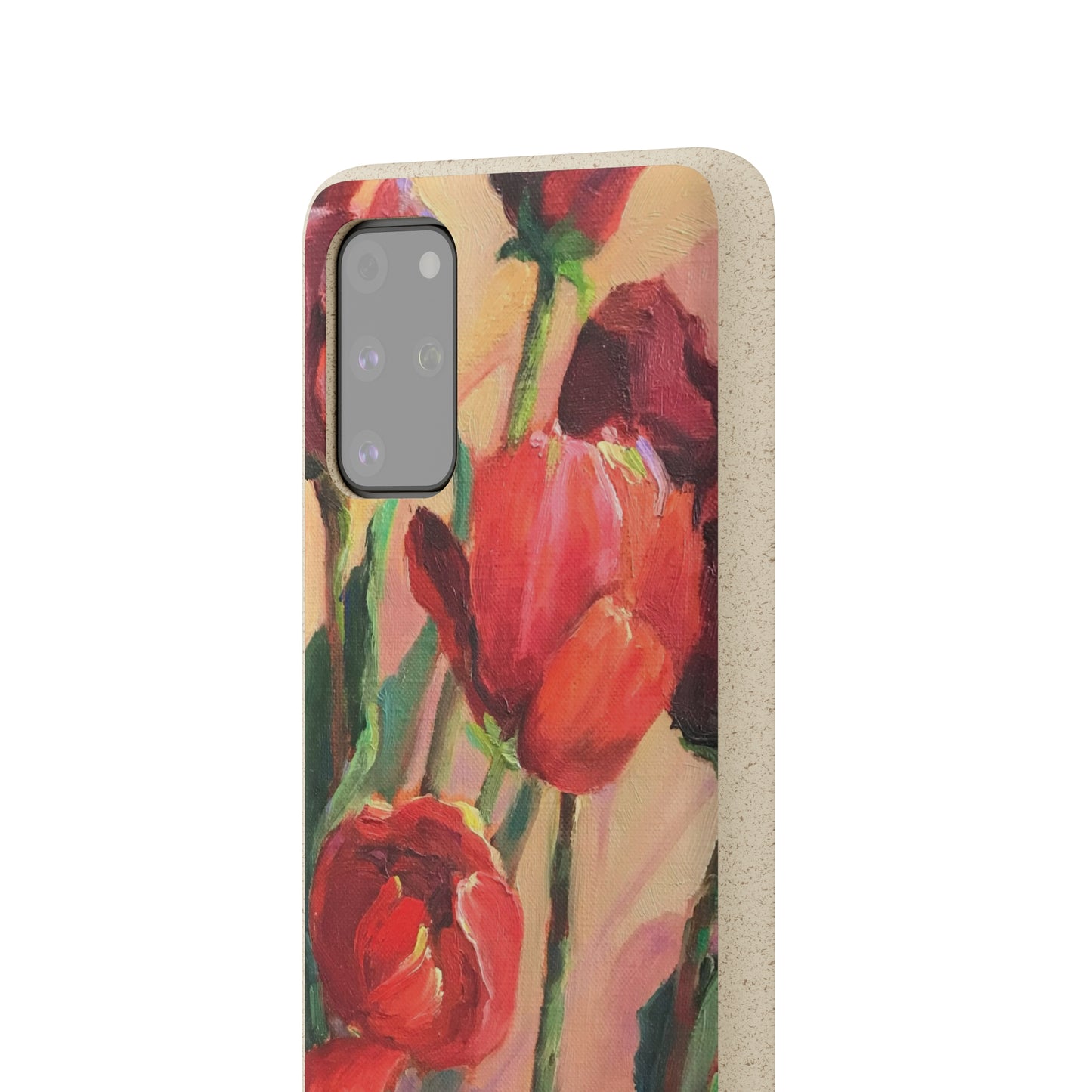 Biodegradable Phone Case with 'Red Tulips' Floral Original Artwork by Barbara Cleary