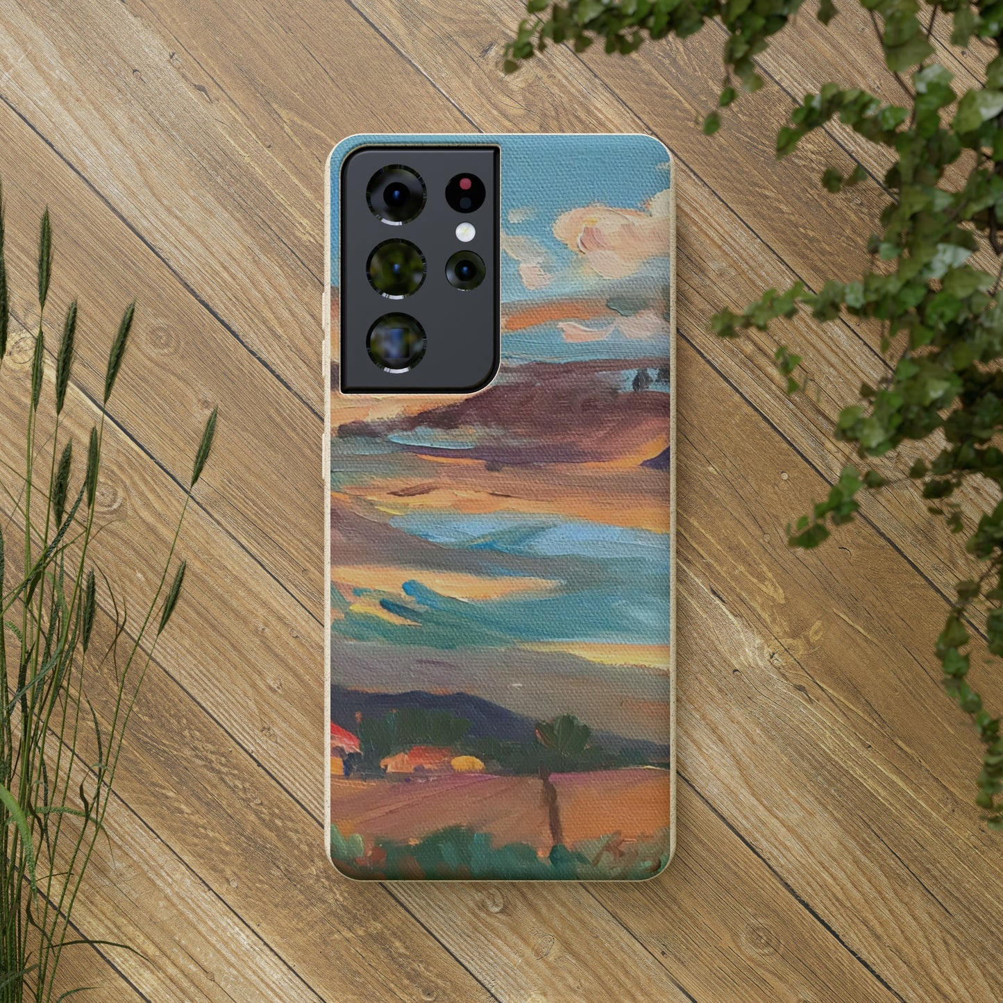 Biodegradable Phone Case with 'Fall Sky' Landscape Original Artwork by Barbara Cleary