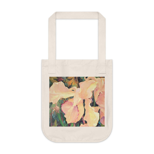 Organic Canvas Tote Bag with 'Pink Orchid' I Original Artwork by American Artist Barbara Cleary