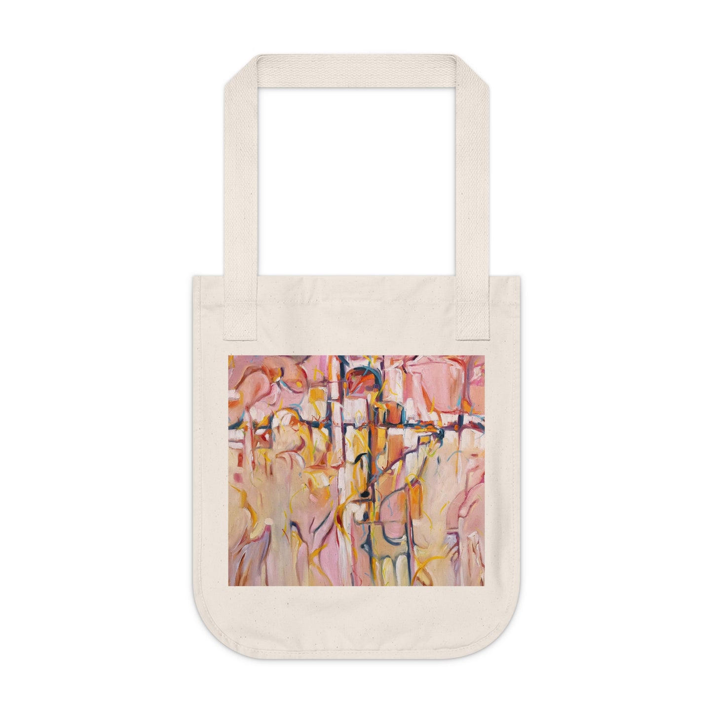 Organic Canvas Tote Bag with 'Abstract Pueblo' Abstract I Original Artwork by American Artist Barbara Cleary