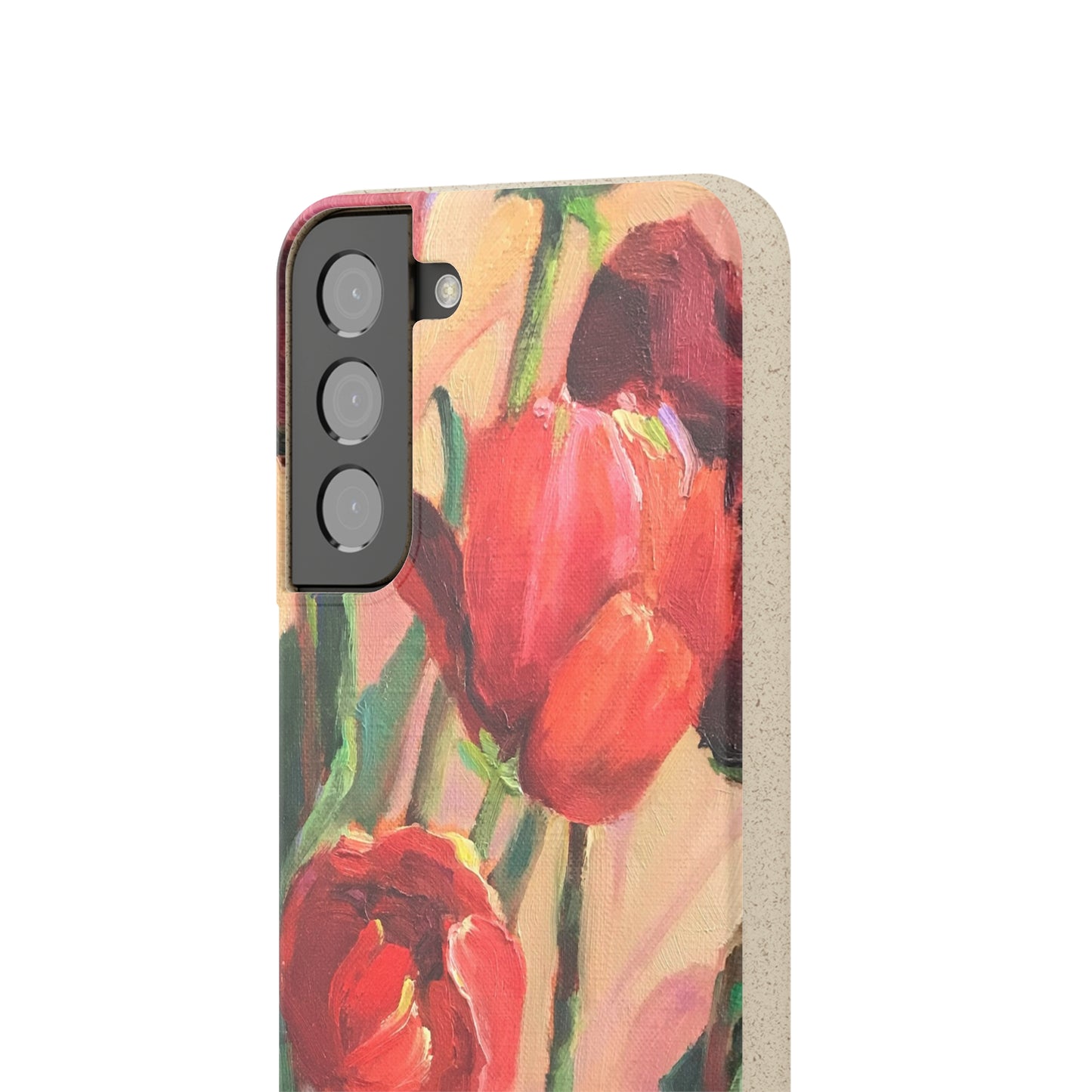 Biodegradable Phone Case with 'Red Tulips' Floral Original Artwork by Barbara Cleary