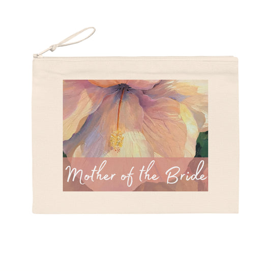 'Mother of the Bride' Eco-Friendly Pouch I Bridal Collection I with 'Hibiscus' Original Artwork by American Artist Barbara Cleary