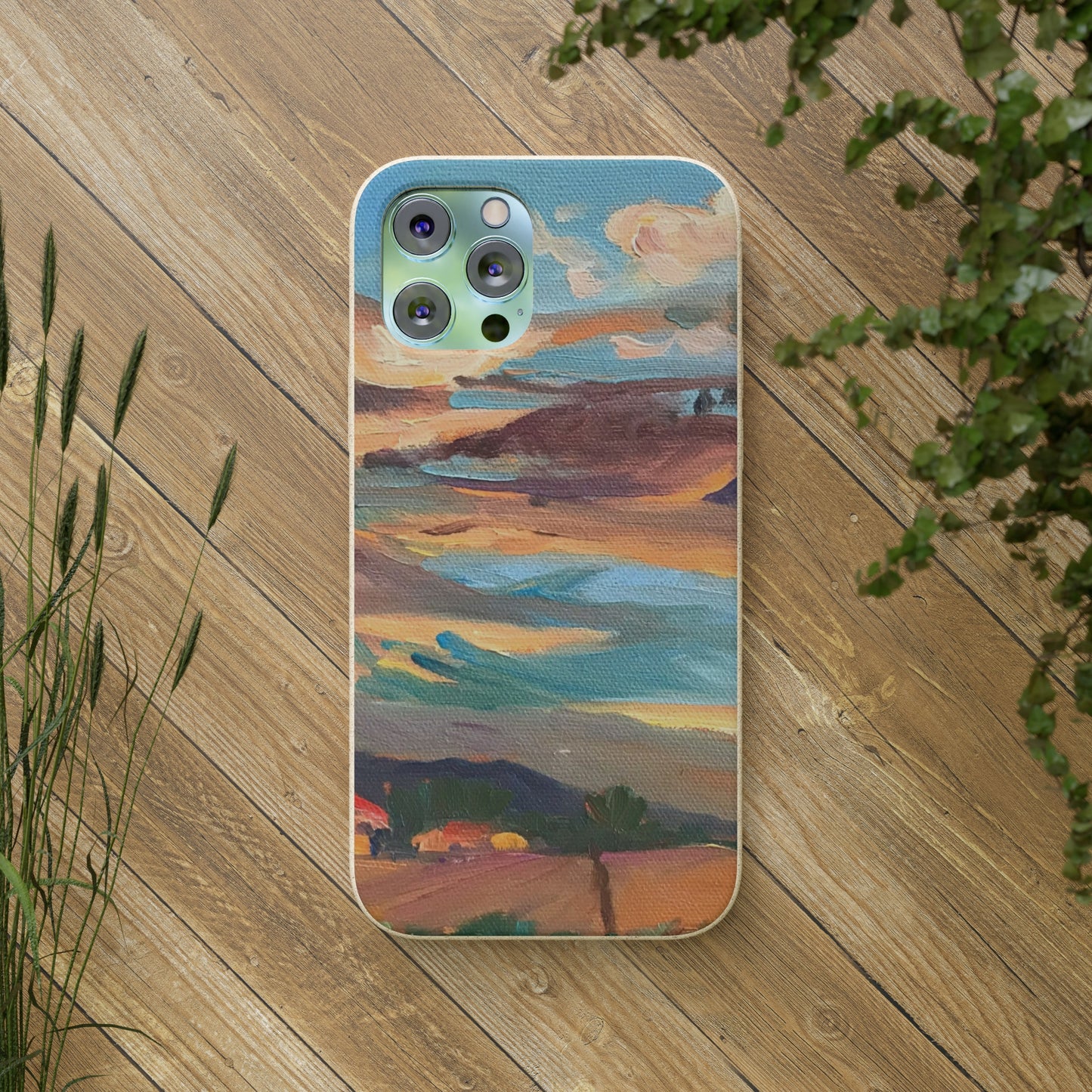 Biodegradable Phone Case with 'Fall Sky' Landscape Original Artwork by Barbara Cleary