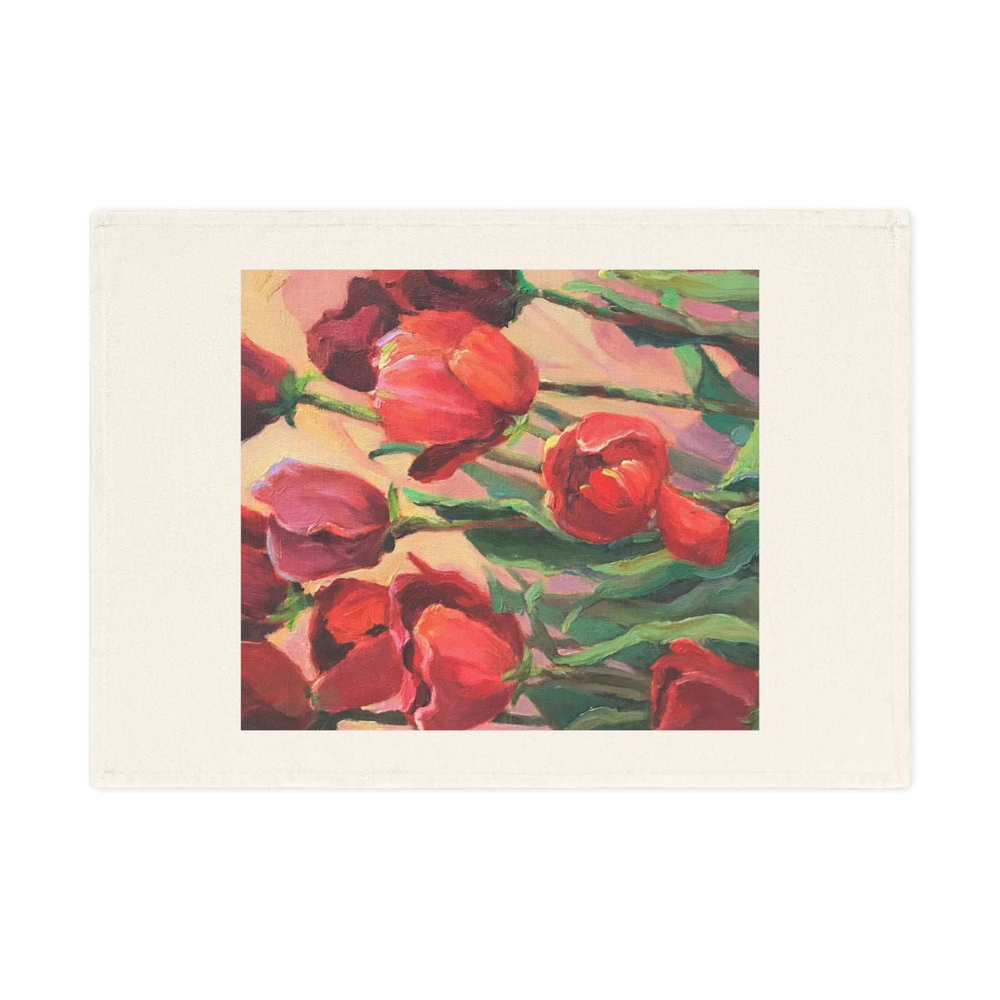 'Tulips' Floral Cotton Tea Towel I Original Artwork by American Artist Barbara Cleary | Barbara Cleary Designs