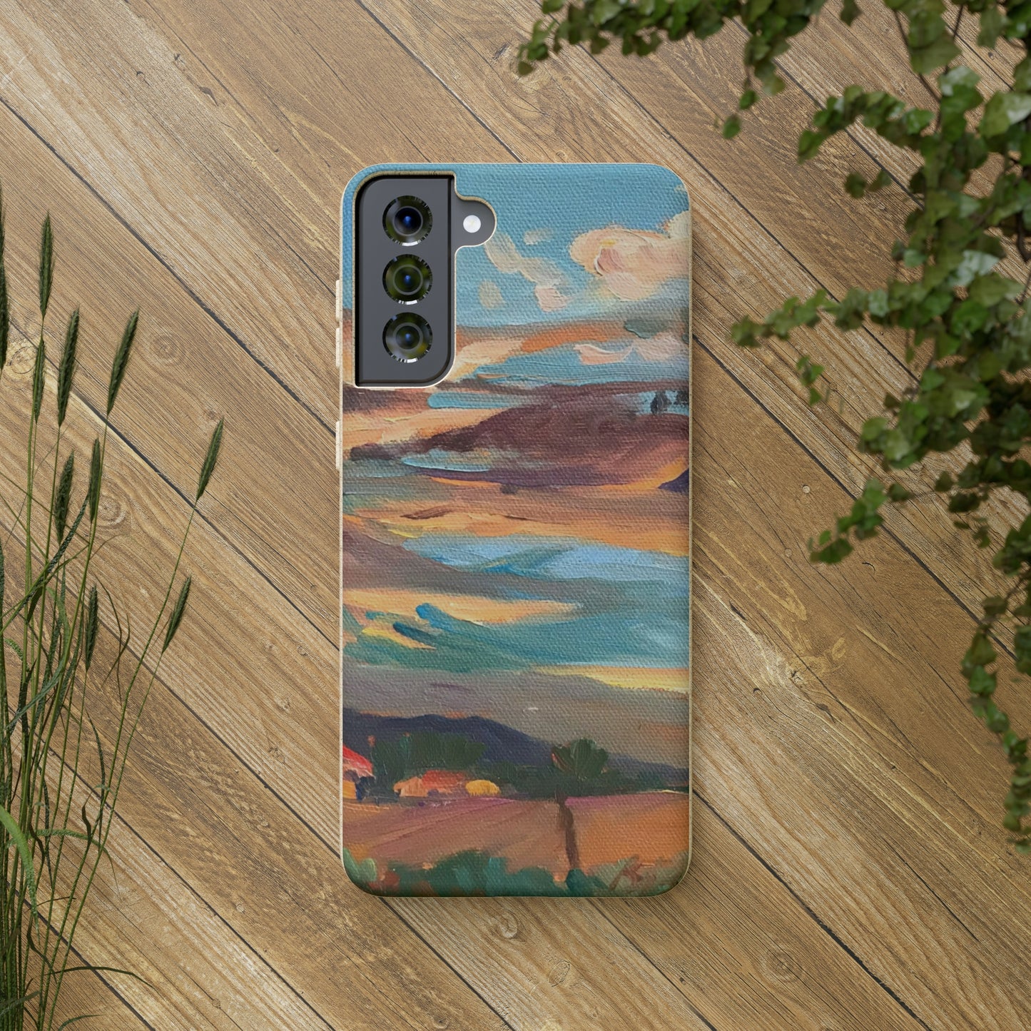 Biodegradable Phone Case with 'Fall Sky' Landscape Original Artwork by Barbara Cleary