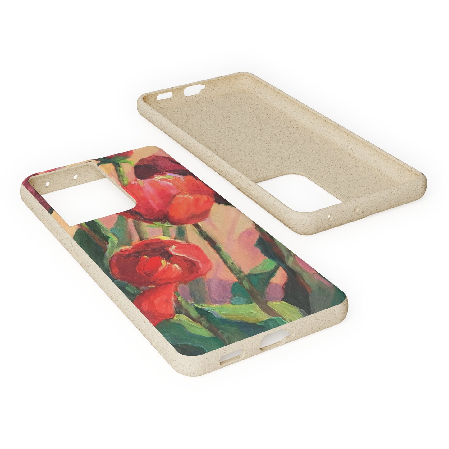 Biodegradable Phone Case with 'Red Tulips' Floral Original Artwork by Barbara Cleary