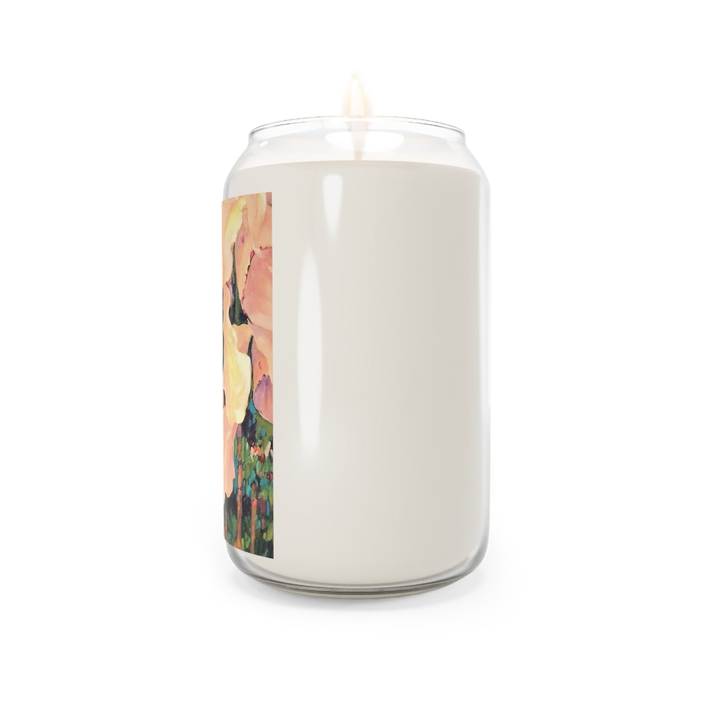 13.75oz Eco-Friendly Scented or Unscented Soy Wax Candle Jar  with 'Pink Orchid' Floral Artwork by American Artist Barbara Cleary