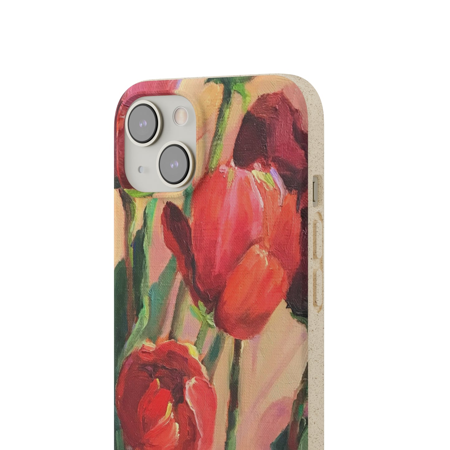 Biodegradable Phone Case with 'Red Tulips' Floral Original Artwork by Barbara Cleary