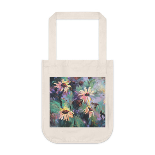 Organic Canvas Tote Bag with 'Eastern Light Wildflowers' I Original Artwork by American Artist Barbara Cleary