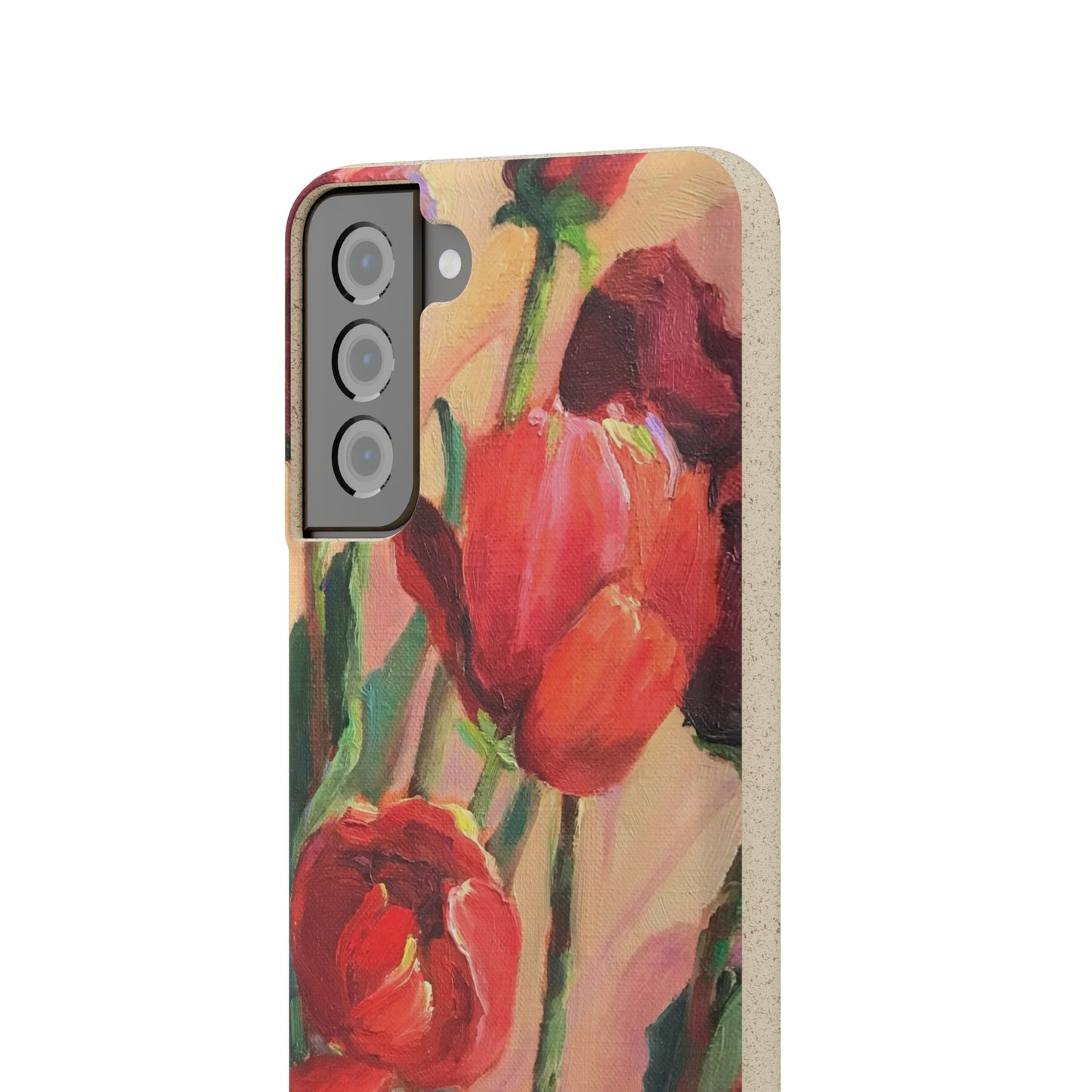 Biodegradable Phone Case with 'Red Tulips' Floral Original Artwork by Barbara Cleary