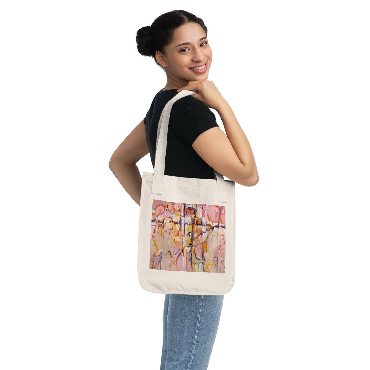 Organic Canvas Tote Bag with 'Abstract Pueblo' Abstract I Original Artwork by American Artist Barbara Cleary