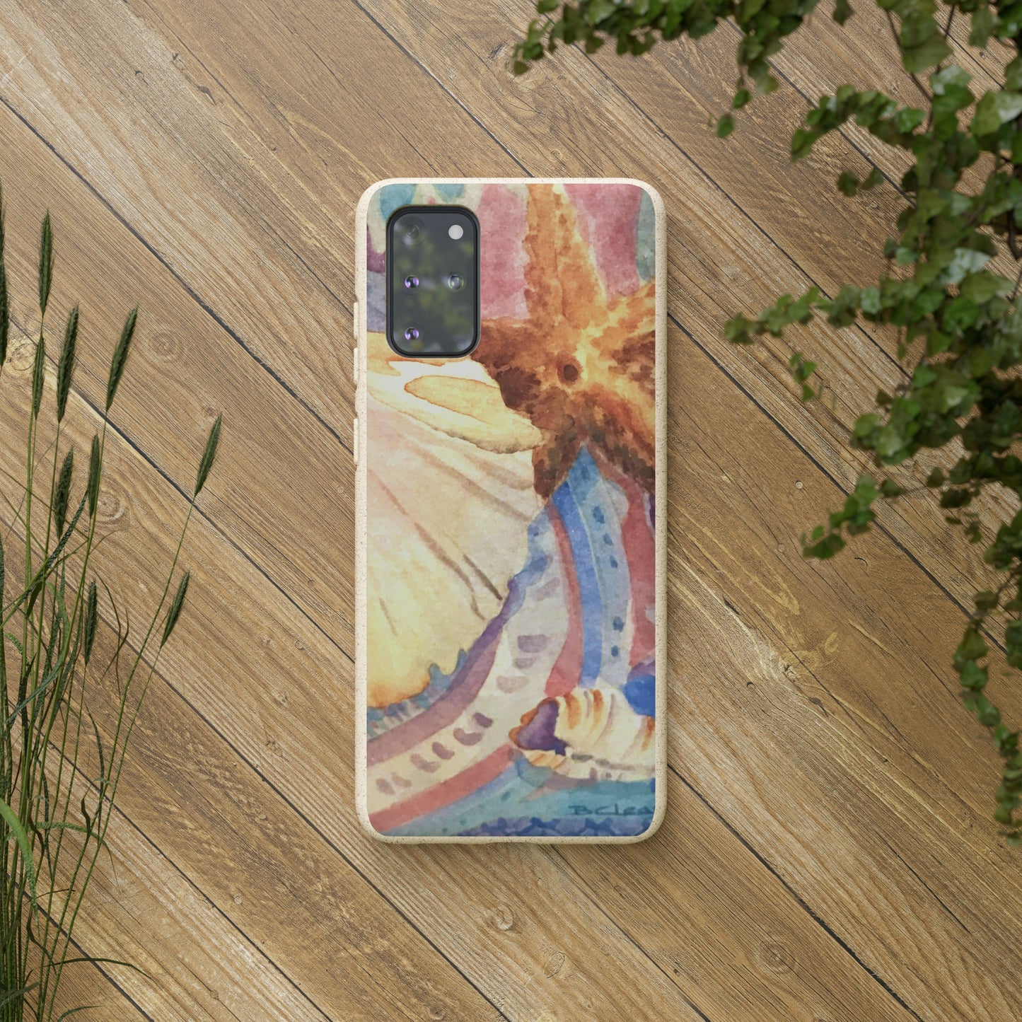 Biodegradable Phone Case with 'Treasures of the Tide' Watercolor Original Artwork by Barbara Cleary