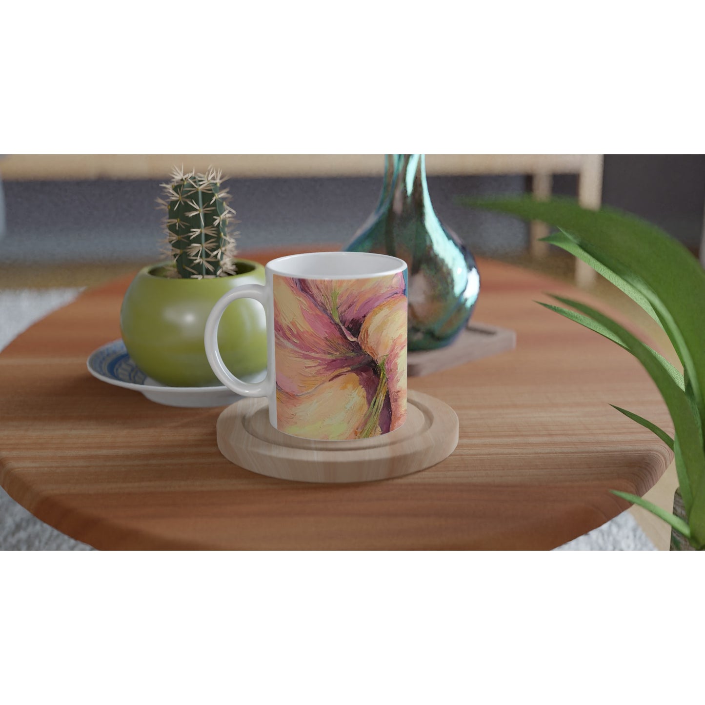 "Amaryllis 2" Floral White 11oz Ceramic Mug by Barbara Cleary Designs