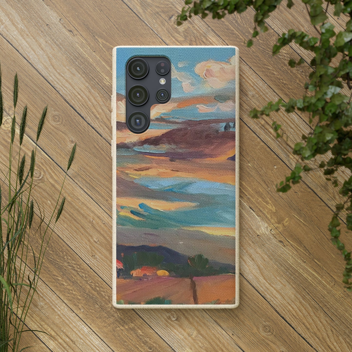 Biodegradable Phone Case with 'Fall Sky' Landscape Original Artwork by Barbara Cleary