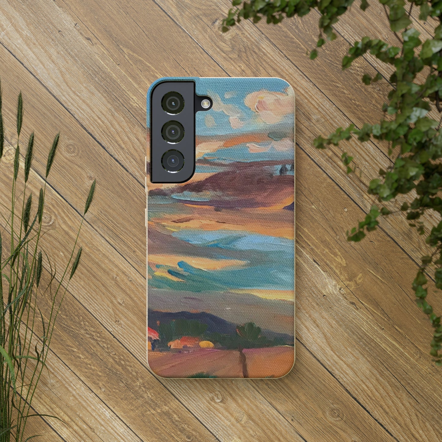 Biodegradable Phone Case with 'Fall Sky' Landscape Original Artwork by Barbara Cleary