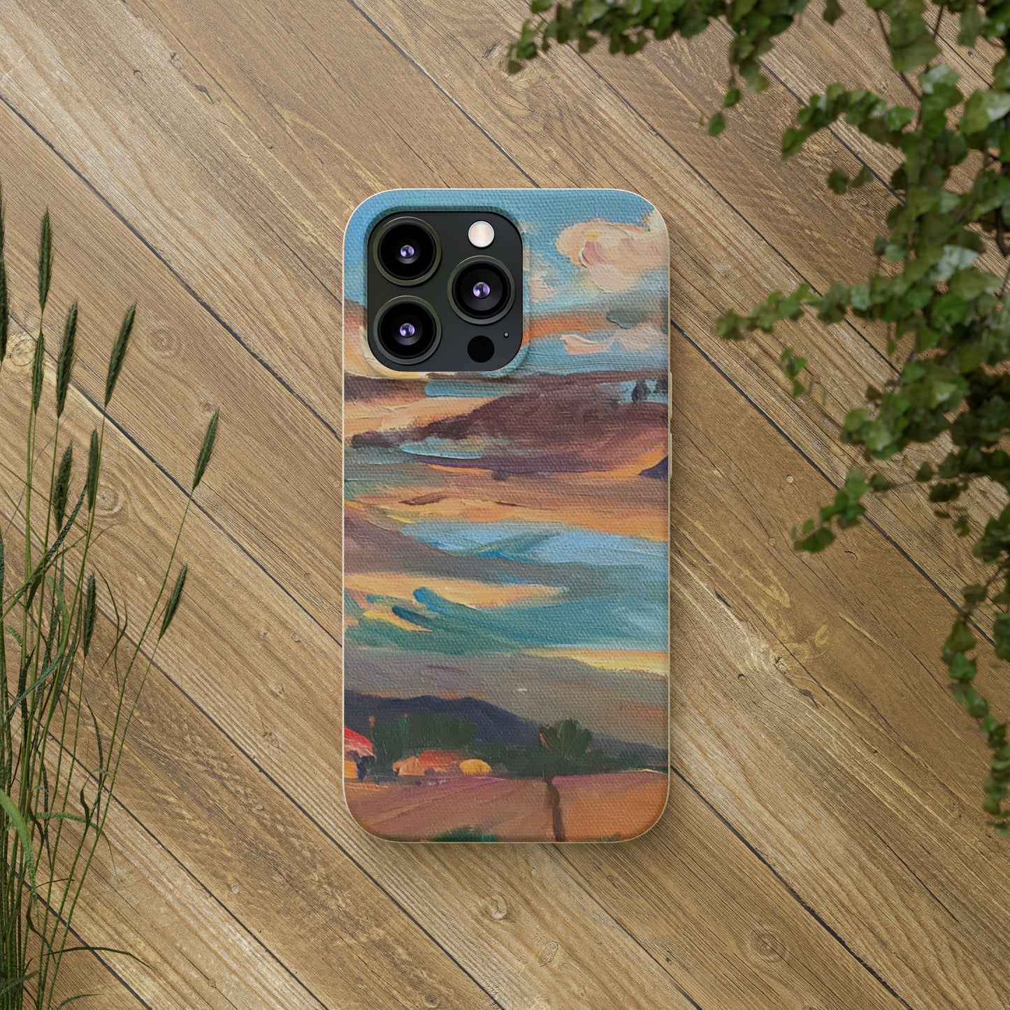 Biodegradable Phone Case with 'Fall Sky' Landscape Original Artwork by Barbara Cleary