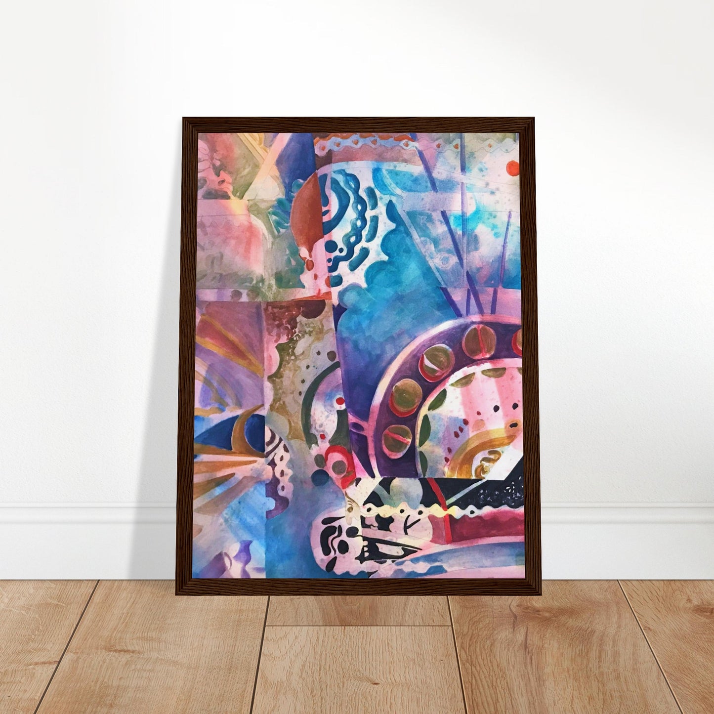 'Kaleidoscope' Abstract I 12x16 inch Wooden Framed Art Print  I Original Artwork by American Artist Barbara Cleary