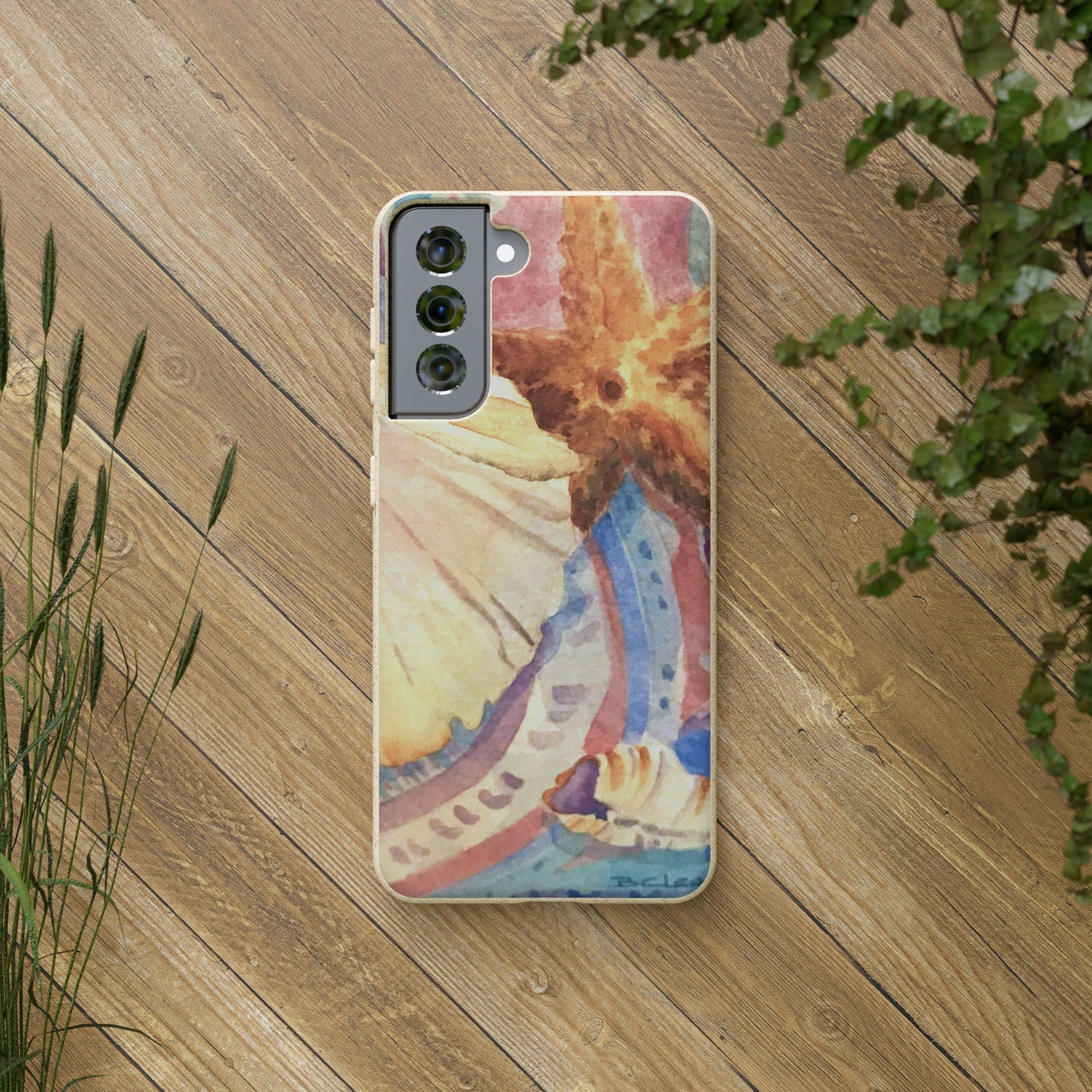 Biodegradable Phone Case with 'Treasures of the Tide' Watercolor Original Artwork by Barbara Cleary