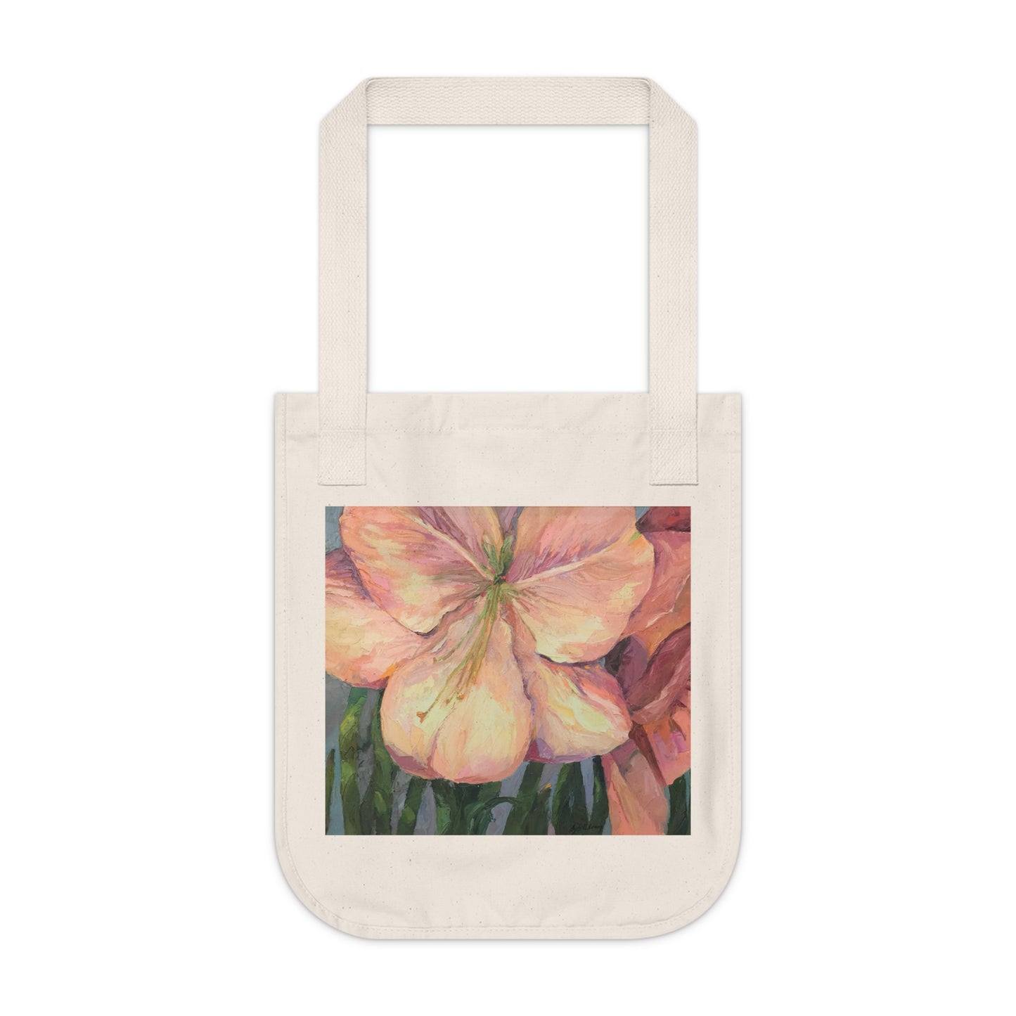 Organic Canvas Tote Bag with 'Amaryllis' I Original Artwork by American Artist Barbara Cleary